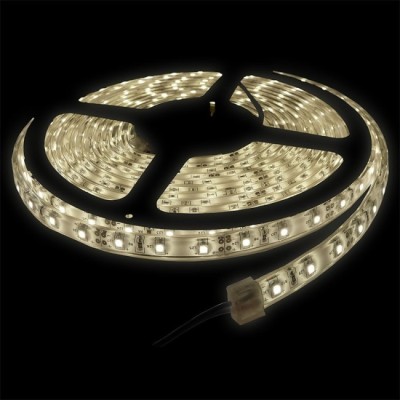 Ruban LED adhésif - 24VDC - 5 mètres - étanche IP68 - blanc chaud - 500lm/m