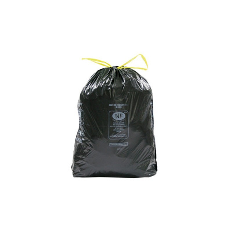 Sac poubelle 100L NF lien coulissant - Vendu par 100