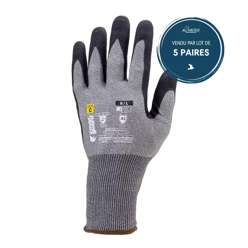 Gants EUROCUT N303 CUT C. HPPE J18 mousse nitr.tactile