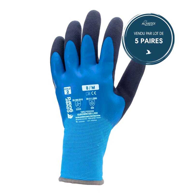 Gants EUROWINTER L200 J13 PE dble end. latex doublé